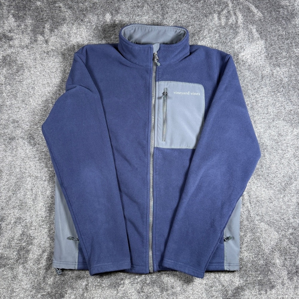 Vineyard Vines Mens Small Blue Gray Full Zip Fleece Jacket Colorblock 3295